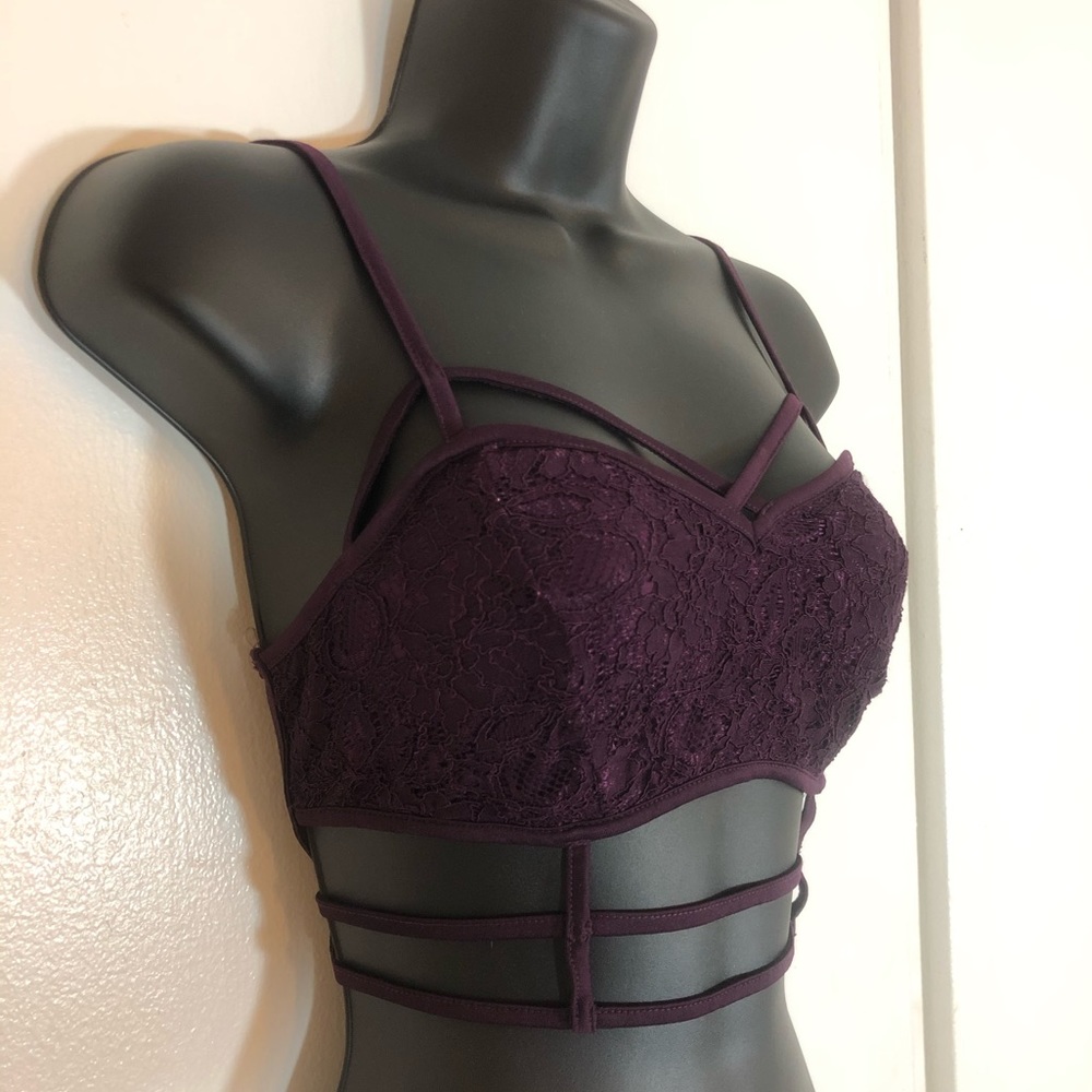 Purple Lace Crop Top - Picture 2 of 4